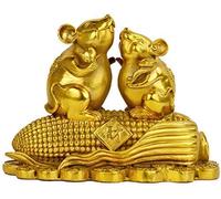 Escultura Estatua De Mesa Escultura Rata del Zodíaco Puro Rata De La Suerte Par De Cobre De Ratones Adornos De Maíz Adornos De Feng Shui 1218