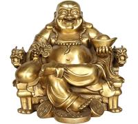 Escultura Feng Shui Buda Sonriente Estatua Buda Maitreya Riqueza Suerte Figura Adorno Decoración de Oficina Coleccionable