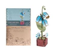 Escultura floral - Piezas de madera natural, juego de rompecabezas hecho a mano, diseño botánico dimensional | Decoración interior para niños, decoración de mindfulness, escaparate de escritorio