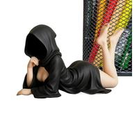 Escultura gótica de estantería - Figura de túnica negra hecha a mano en 3D de 25 cm, misteriosa dama velada | Nueva estatua misteriosa de bata para estante de oficina en casa