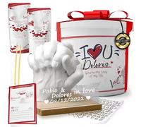Escultura Manos Pareja Con NOMBRES| Regalos Originales Para Mujer - Regalos originales para hombre | Kit Manualidades Adultos | Regalo personalizado con alginato para moldes| Regalo aniversario pareja