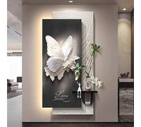 Escultura mural LED en 3D alrededor de «mariposas y flores» para el salón | Inspirada en «mariposas y flores», la obra 3D combina relieve y luz LED para ofrecer un detalle minimalista en el salón.