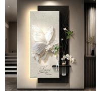 Escultura mural LED en 3D alrededor de «mariposas y flores» para el salón | Inspirada en «mariposas y flores», la obra 3D combina relieve y luz LED para ofrecer un detalle minimalista en el salón.