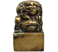 Escultura para jardín al Aire Libre, colección de antigüedades Chinas, decoración Feng Shui, Estatua de Sello del Emperador dragón de latón Puro Que atrae la Riqueza.