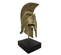 Escultura pequeña de alabastro con efecto de bronce, réplica del casco de Leonidas, rey espartano, héroe de Talos