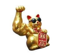 Escultura única de gatos de la suerte con diseños de brazo muscular para atraer riqueza y buenas fortunas, figura de gato con brazo muscular