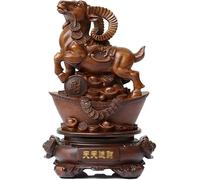 Esculturas Adornos de resina for escritorio, ovejas del zodiaco, Feng Shui, oficina, 12 adornos de animales del zodiaco, 11,81 pulgadas(Brown)