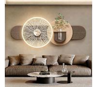 Esculturas artísticas de pared con iluminación LED 3D, decoración de piedra arenisca con maceta hidropónica, alimentación enchufable para entrada del hogar, pasillo, dormitorio (39.4 x 15.7 pulgadas)
