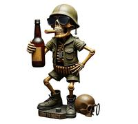 Esculturas de Arte Familiar - Botellero Decorativo con Calaveras para Amantes del Vino, Adornos de Soldado gótico con Calavera, artesanías de Resina para Escritorio, Ideal para Bares, nidos de Hombre