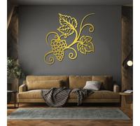 Esculturas de Metal para Decoración de Pared con Diseño de Vid Decoración de Pared con Diseño de Vid para Sala de Estar Cocina Comedor O Bar (Dorado 80 X 80 cm)