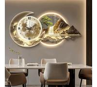 Esculturas de pared 3D con reloj y luz LED, arte panorámico moderno de paisaje para el hogar, sala de estar, oficina, decoración de hotel