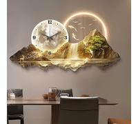 Esculturas de pared 3D con reloj y luz LED, arte panorámico moderno de paisaje para el hogar, sala de estar, oficina, decoración de hotel
