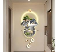Esculturas de pared 3D de 60 x 135 cm con luz LED, iluminación Art Déco moderna,ación de pared, lámpara con bola de metal colgante para amigos, control remoto inalámbrico (amarillo 1) (azul)