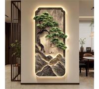 Esculturas de pared con paisaje e iluminación, decoración 3D de imitación, lámpara LED sencilla, fuente de alimentación enchufable, decoración artística para entrada, pasillo, dormitorio (A, 31,5 x 1