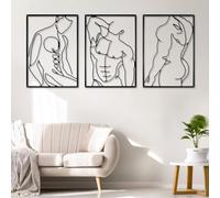 Esculturas De Pared Para Colgar, 3 Piezas Decoración De Pared De Metal 3D De Moderna Minimalista,Decoración Pared Minimalista Dibujo De Línea Para Decoración De Casa, Oficina, Sala De Estar, Hotel(Bla