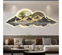 Esculturas de Pared, Pintura 3D, Arte Colgante, Pintura con luz LED, decoración Colgante, lámpara, decoración Oriental Moderna, Pino Tradicional Chino Acogedor E 120 * 40cm