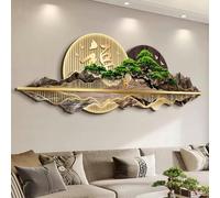 Esculturas de pared, pintura 3D, decoración de arte mural, nueva lámpara de pared decorativa con luz LED de estilo chino para sala de estar, pintura de paisaje panorámico moderno para restaurante, ob