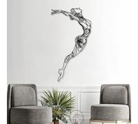 Esculturas Decorativas de Metal para Pared Arte Abstracto de Mujer En Metal Arte Lineal de Cuerpo Femenino Decoración Moderna para Sala de Estar Dormitorio Baño Y Oficina (Negro 121 X 66 cm)