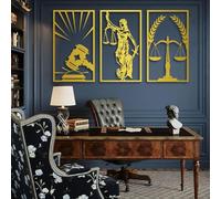 Esculturas Decorativas de Metal para Pared Balanza de La Justicia Ideal para Oficinas Estudios Facultades de Derecho O Despachos Jurídicos (Dorado 47 X 27 cm 3 Unidades)