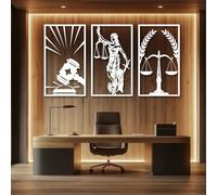 Esculturas Decorativas de Metal para Pared Balanza de La Justicia Ideal para Oficinas Estudios Facultades de Derecho Y Despachos Jurídicos (Blanco 47 X 27 cm 3 Unidades)