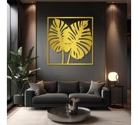 Esculturas Decorativas de Metal para Pared diseño de Hojas de Palma Tropical Ideales para Sala de Estar o Dormitorio Color Dorado 70 x 70 cm (28" x 28")