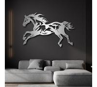 Esculturas Decorativas de Metal para Pared Ideales para Colgar en la Pared Diseño de Granja de Caballos Sala de Estar Dormitorio baño o Estilo rústico Color Plata Color: 47 x 30 cm (19