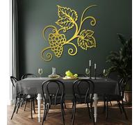 Esculturas Decorativas de Pared de Metal con Diseño de Vid Decoración de Pared con Diseño de Vid para Sala de Estar Cocina Comedor O Bar (Dorado 60 X 60 cm)