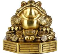 Esculturas Estatua de rana de dinero Feng Shui de latón, rana de la riqueza o sapo del dinero, adornos que atraen riqueza y buena suerte.