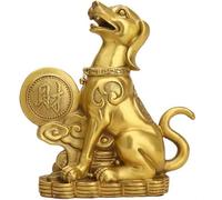 Esculturas Estatuas de jardín al aire libre, adorno de elefante, figura decorativa de perro del zodíaco chino de latón puro, figurita decorativa de Feng Shui(24cm*W17cm*H30cm)