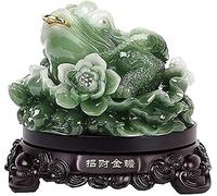 Esculturas Estatuas de jardín al aire libre Feng Shui, dinero, fortuna, riqueza, rana china, sapo, moneda, adornos de mesa, 27 x 21 cm