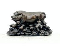 Esculturas Estatuas de té, mascotas del zodiaco, latón puro, cerdo del zodiaco, decoración de Feng Shui chino, estatuilla for el hogar y la oficina