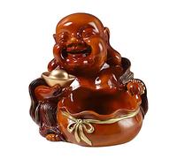 Esculturas YTDFXZCSW Creative Desk Storage Box Laughing Buddha Sculpture for Lucky Happiness Feng Shui Decor Key Container Home Table Decoration Housewarming Congratulatory Gifts,A: Silver-D: Dark Woo