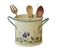 Escurre Cubiertos de Cocina Soporte for utensilios de cocina vintage pintado a mano, organizador de utensilios de metal grande for encimera, organizador de utensilios de cocina con divisor extraíble E
