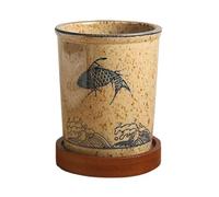 Escurre Cubiertos Soporte for utensilios de cerámica japonesa, organizador de cubiertos estable for utensilios de cocina for encimera, soporte for palillos y cucharas, estante de secado con base de ma