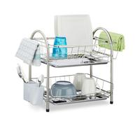 Escurreplatos acero inoxidable, Escurridor platos de 2 pisos con bandejas goteo