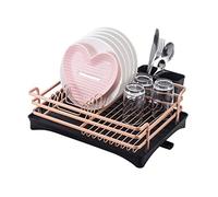 Escurreplatos antioxidante con bandeja de goteo extraíble y soporte para cubiertos, diseño creativo de desviación, escurridor giratorio ideal para un secado eficiente