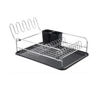 Escurreplatos Cromado Con Cuchillería Y Bandeja Negro 49x31, 6x21, 2 CM - Eva