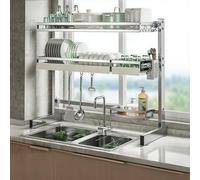 Escurreplatos de acero inoxidable 304 para fregadero de cocina, 2 niveles, A333 pulgadas (85 cm) y resistente al óxido, perfecto para secar platos y sils