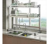 Escurreplatos de acero inoxidable 304 para fregadero de cocina, diseño de 2 niveles, A133 pulgadas (85 cm), resistente al óxido para un secado eficiente