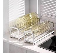Escurreplatos de acero inoxidable con bandeja de goteo, estante de secado de platos para encimera de cocina que ahorra espacio para soluciones eficientes de almacenamiento de cocina