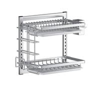 Escurreplatos de acero inoxidable con escurridor, estante de secado ajustable de 2/3 niveles montado en la pared para platos, cuencos, cubiertos, tapas de ollas y utensilios