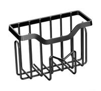 Escurreplatos de acero inoxidable diseñado para montaje en pared para almacenar esponjas, cepillos y dispensadores de jabón (negro)