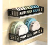 Escurreplatos de Cocina de Acero Inoxidable Montado en la Pared Con Bandeja de Drenaje - Estante de Almacenamiento y Secado de Platos
