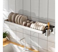 Escurreplatos de pared de acero inoxidable para fregadero de cocina, solución de drenaje que ahorra espacio