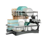 Escurreplatos dos niveles en negro mate 32,4x30,2x42cm