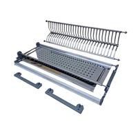 Escurreplatos empotrado de 76,4 cm para armarios de 80 cm con marco ajustable de aluminio para puertas finales de carrera - Acero inoxidable AISI 430 con bandeja recogegotas - Fabricado en Italia con