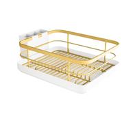 Escurreplatos - Escurridor de platos para fregadero que ahorra espacio, organizador compacto para encimera, soporte plegable, soporte de vidrio para platos de varios niveles, soporte de acero