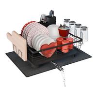 Escurreplatos sobre Fregadero - escurridor de Platos para Fregadero con Alfombrilla escurreplatos y Sistema de Drenaje automático a Fregadero - Fácil Limpieza y Montaje Sin Herramientas (1 Nivel)