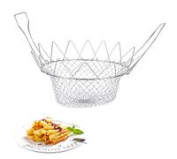 Escurridor de acero inoxidable Skimmer Cesta de red de freír plegable Colador de cocción para papas fritas Patata freidora Cocina de alimentos fritos Herramienta de cocina