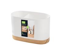 Escurridor De Cubiertos - Drenaje Eficaz Y Almacenaje Compacto | Рortal Para Palillos Cuchara Tenedor Que Incluye 2 Ranuras | Organizador Fregadero Madera Y Polipropileno Orientado A Cocina Hogar